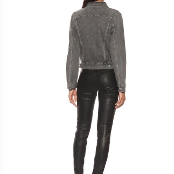 Citizens of Humanity Nica Slim Trucker Jacket in Smoke - Custom Embroidered Sz S - Picture 9 of 11